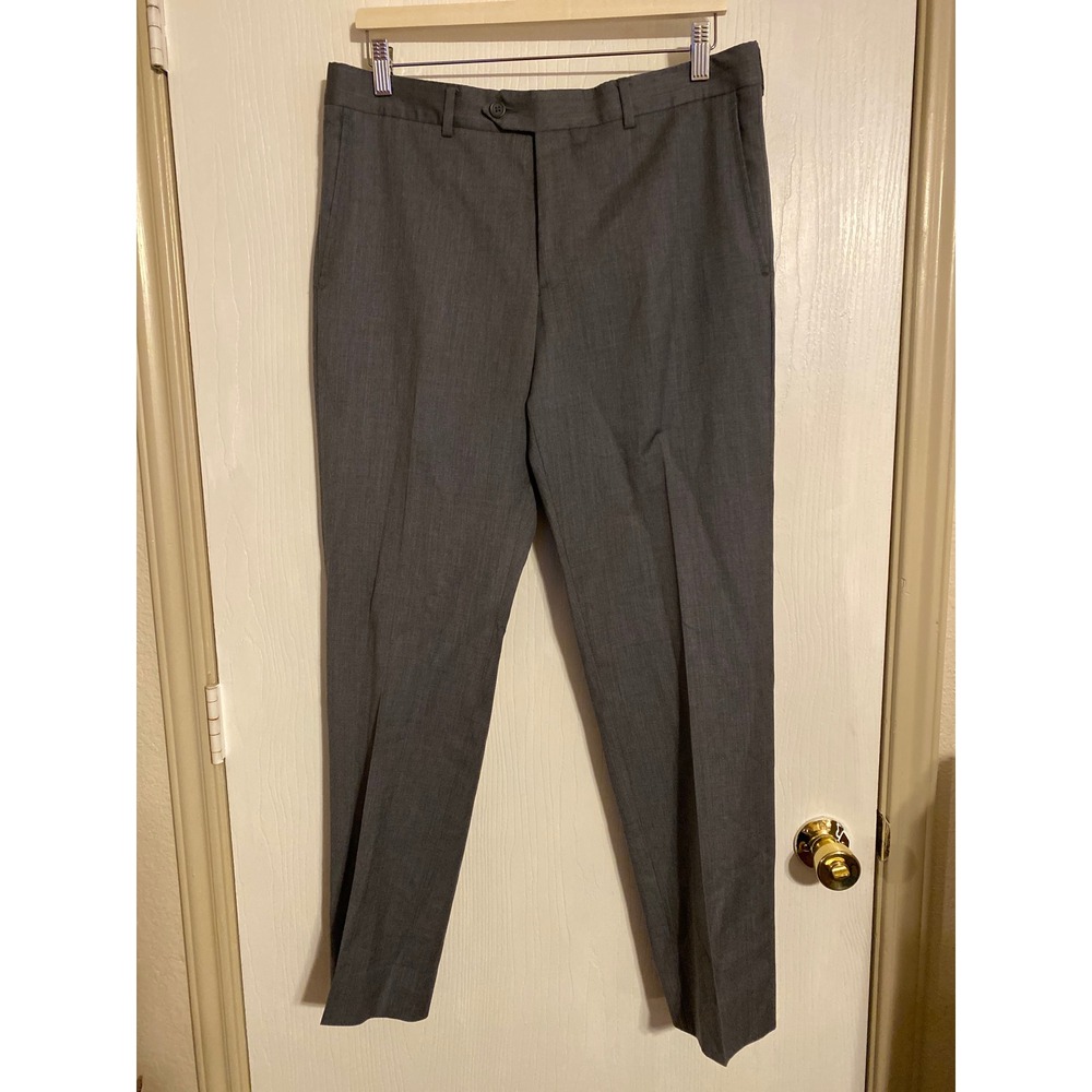 Nordstrom Mens Shop Charcoal Gray 100% Wool Flat Front Dress Pants 32W
0483